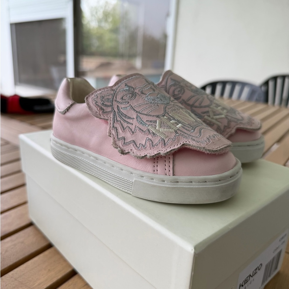 Kenzo Pink Tiger-Applique Slip-On Kids Sneakers